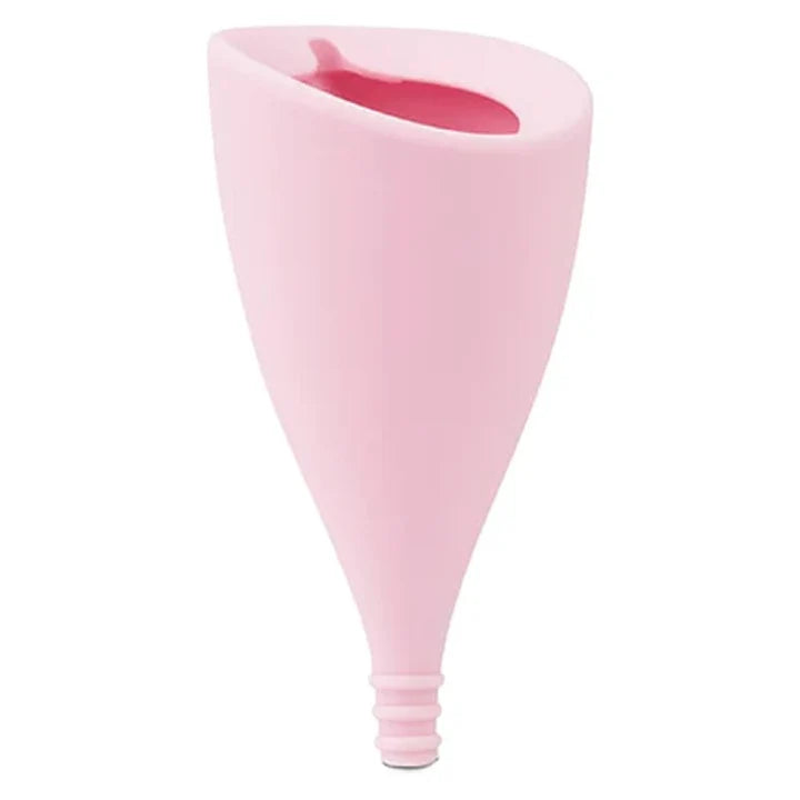 INTIMINA Lily Cup menstrual cup in pink with angled shape and smooth design

