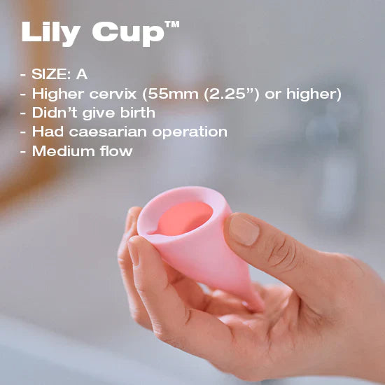 INTIMINA Lily Cup menstrual cup in pink with angled shape and smooth design