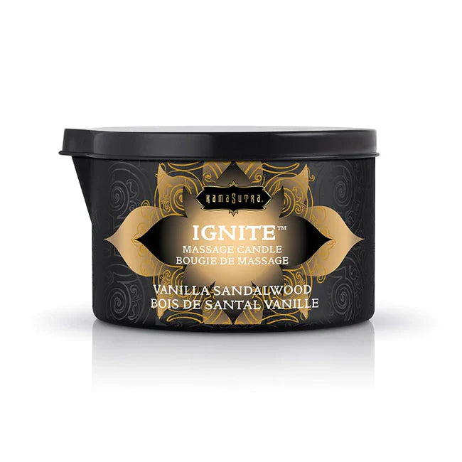 Kama Sutra Ignite Massage Candle – Skin-safe wax-free candle melting into sensual massage oil 