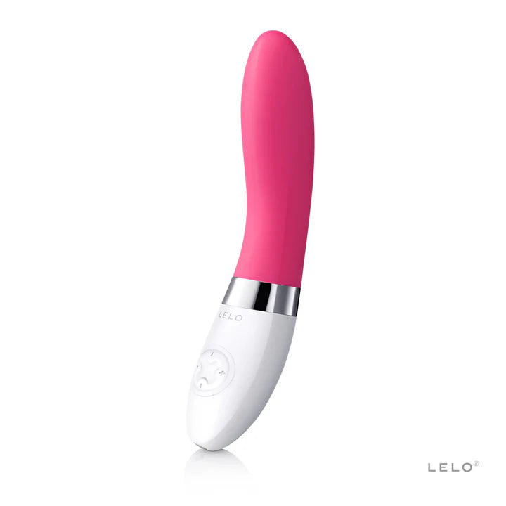 Pink and white Lelo product on a white background