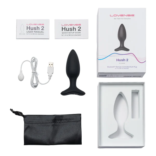 Lovense Hush 2 - 1.5" Bluetooth Vibrating Butt Plug - Black