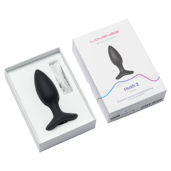 Lovense Hush 2 - 1.5" Bluetooth Vibrating Butt Plug - Black