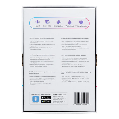 Lovense Hush 2 - 1.5" Bluetooth Vibrating Butt Plug - Black