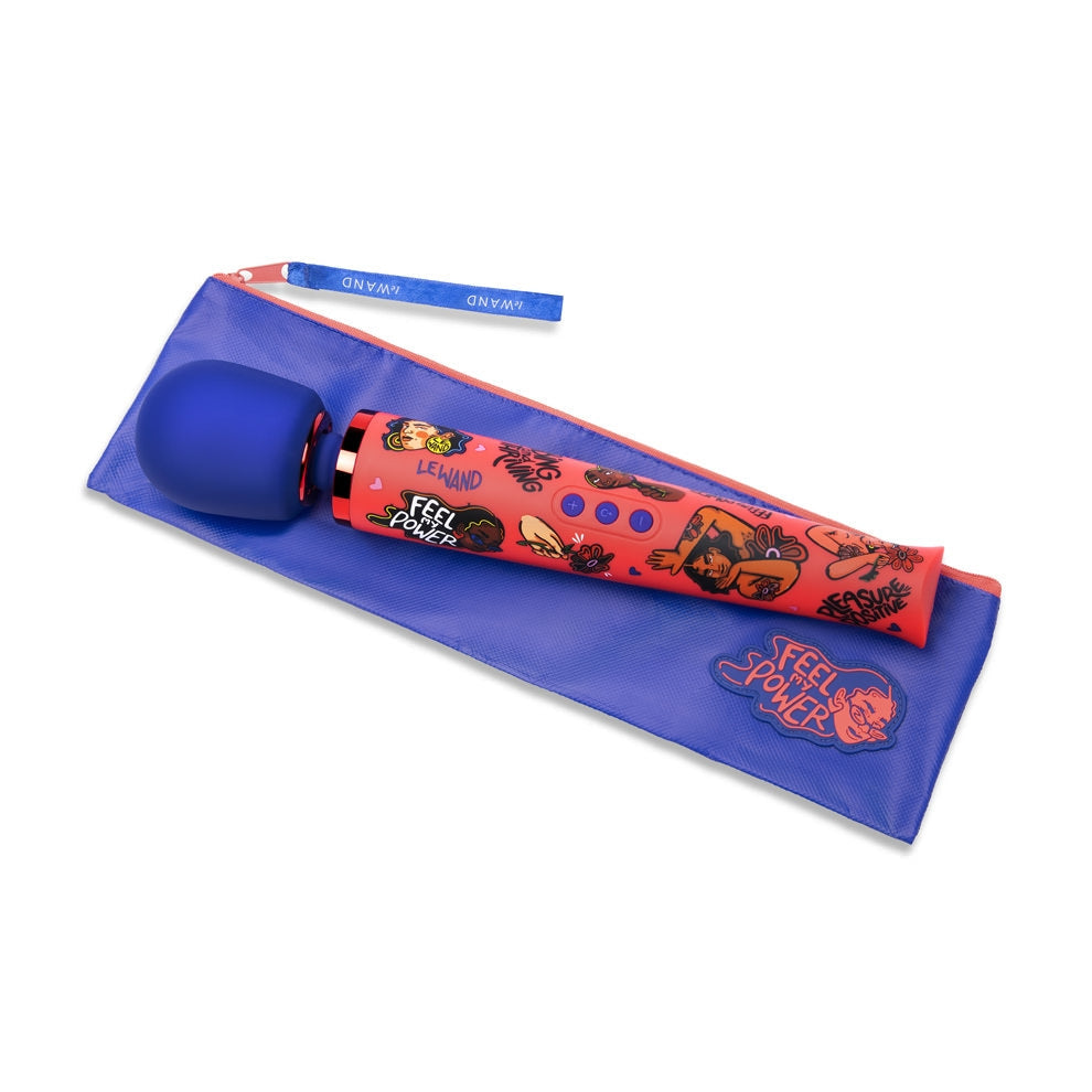 Empowerment-themed Le Wand vibrator with travel case and pouch