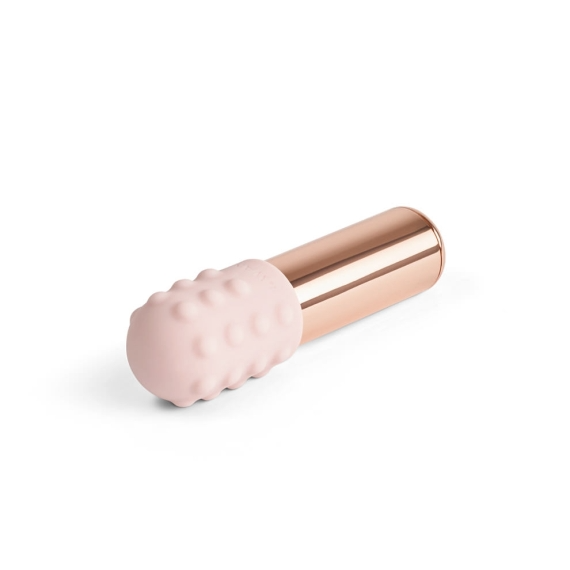 Le Wand Bullet Vibe – Chrome mini vibrator with textured silicone sleeves and USB charging cable