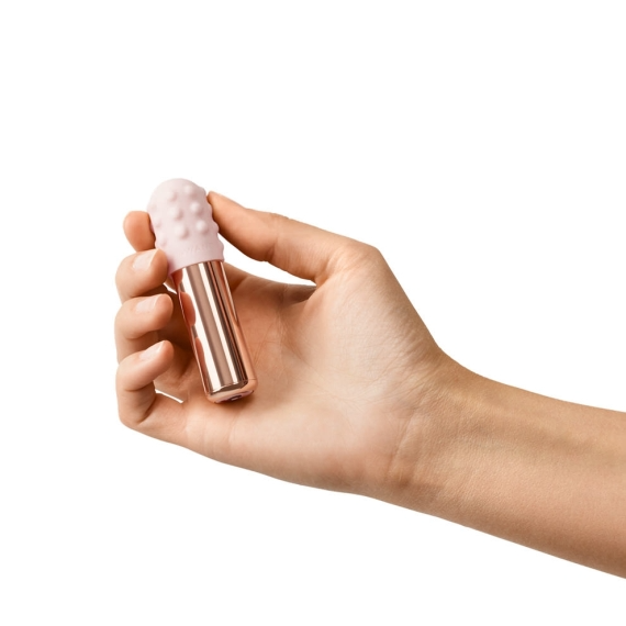 Le Wand Bullet Vibe – Chrome mini vibrator with textured silicone sleeves and USB charging cable