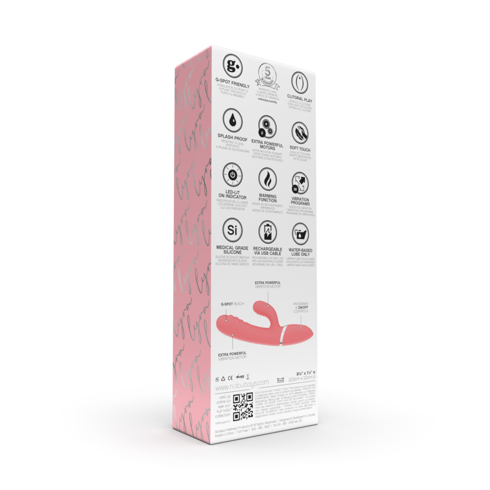 Nobu Lyra Warwing Dual Vibrator – Coral silicone dual stimulator with 36 functions and warming feature
