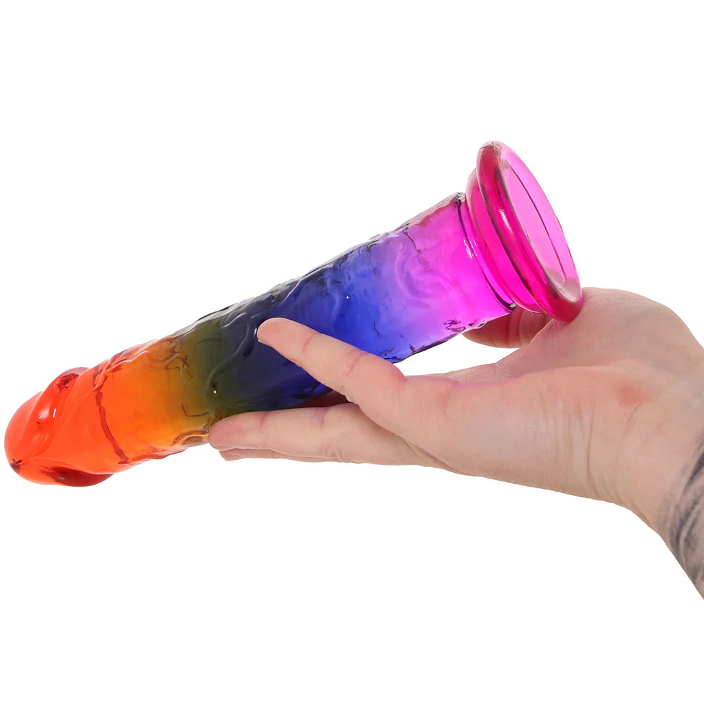 Doc Johnson 8.5 inch Crystal Jellies Rainbow Dong translucent realistic dildo with suction base