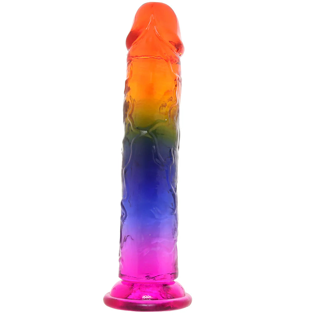 Doc Johnson 8.5 inch Crystal Jellies Rainbow Dong translucent realistic dildo with suction base