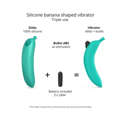 Love to Love Oh Oui Banana Vibrator –  banana-shaped vibrator on neutral background, playful and colorful.