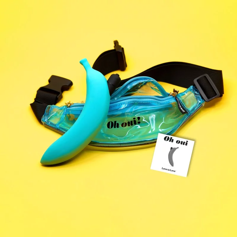 Love to Love Oh Oui Banana Vibrator –  banana-shaped vibrator on neutral background, playful and colorful.