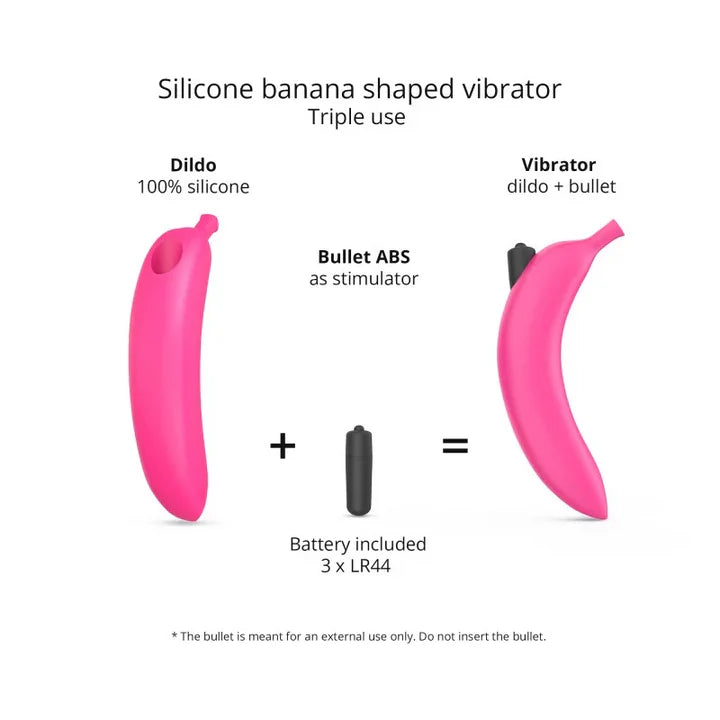 Love to Love Oh Oui Banana Vibrator –  banana-shaped vibrator on neutral background, playful and colorful.
