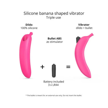 Love to Love Oh Oui Banana Vibrator –  banana-shaped vibrator on neutral background, playful and colorful.