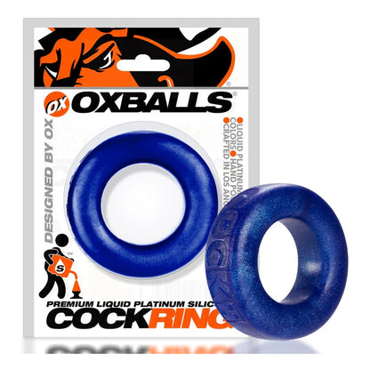Blue cock ring with OX Balls packaging on a white background