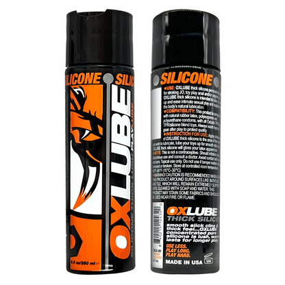 Oxballs Oxlube Silicone Playlube – thick 4.4oz and 8.5oz silicone-based lubricant in bold black bottles for intense play