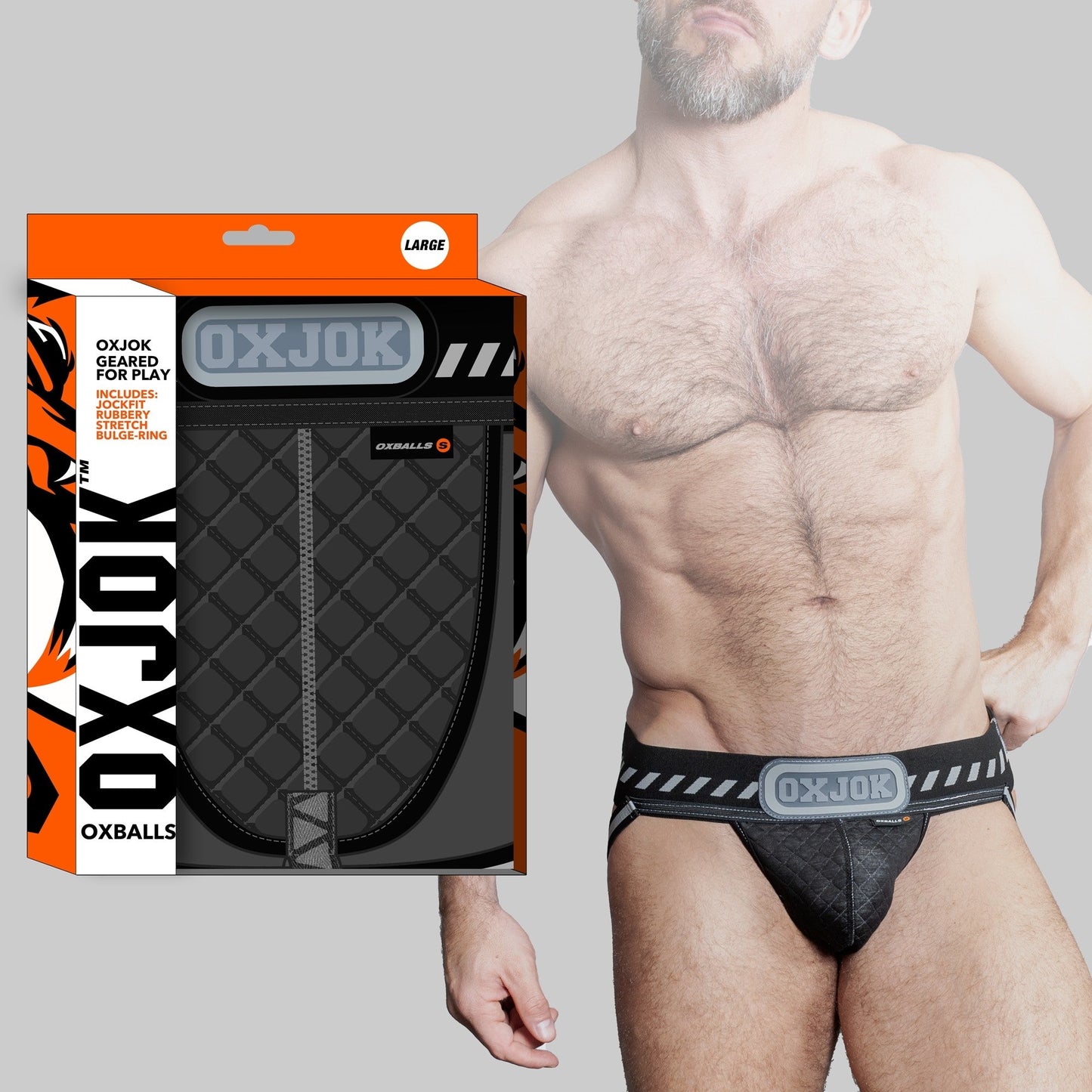 Oxballs PACKER Industrial Quilted Cargo Strapjock – Black Puff