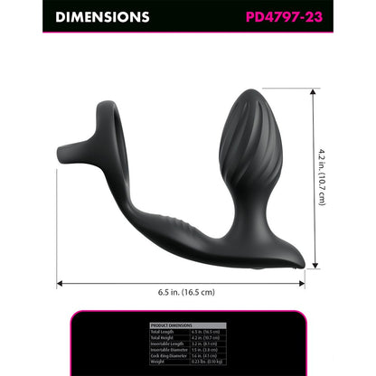 Pipedream Ass-Gasm Gyro-Milk Pro automated prostate milking plug with gyration, vibration, and c-ring
