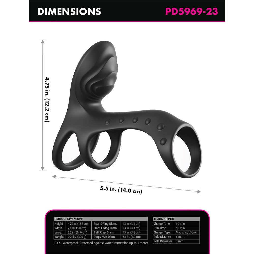 Pipedream C-Ringz Ultimate Couples Cage Pro triple-motor vibrating silicone cock ring