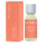 The image shows a Pure Instinct perfume oil bottle with a white cap, next to its orange packaging box. The label on the bottle reads 'CRUSH Pheromone Infused Perfume Oil'.