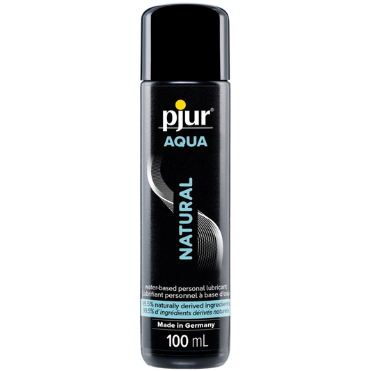 Pjur Aqua Natural water-based lubricant – 3.4oz / 100ml natural gentle formula in clean blue and white bottle