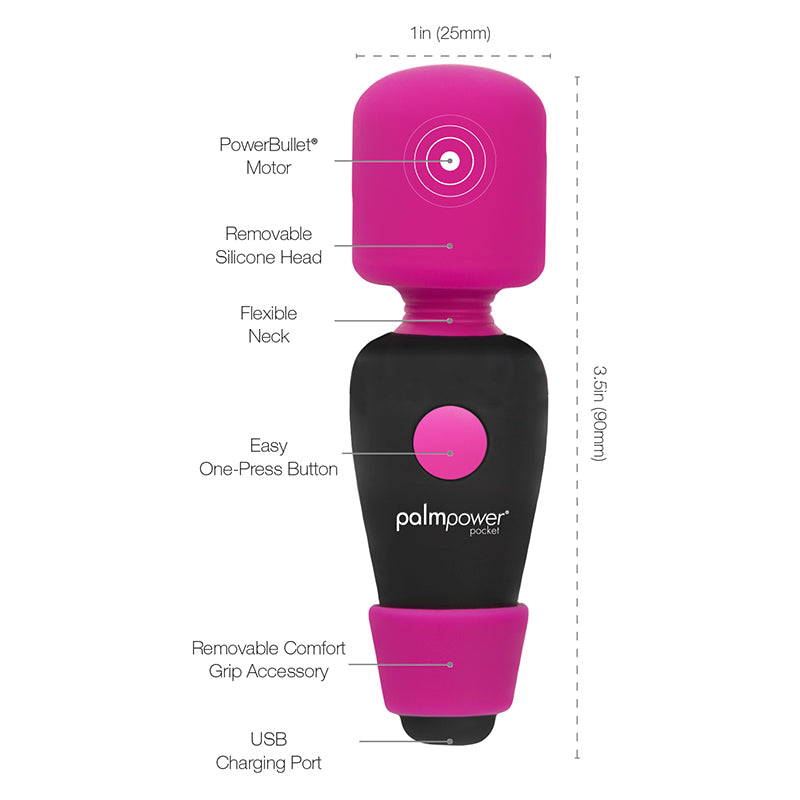BMS Palm Power Pocket Massager Pink – mini USB rechargeable wand
