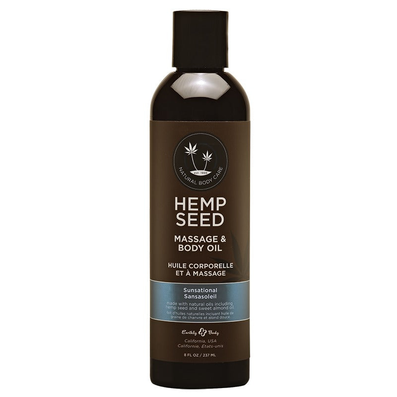 Earthly Body Hemp Seed Massage Oil Sunsational 8 oz