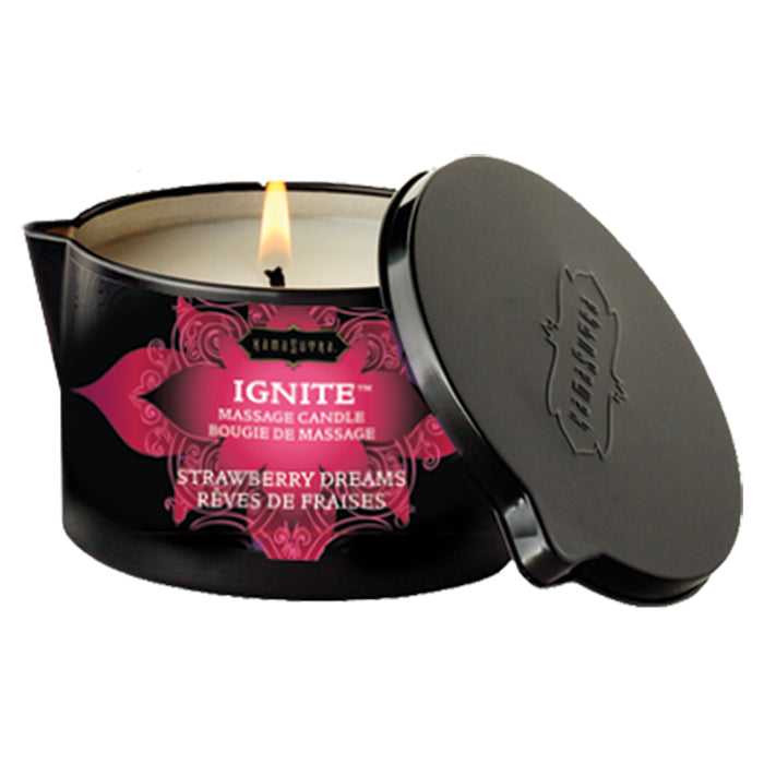 Kama Sutra Ignite Massage Candle – Skin-safe wax-free candle melting into sensual massage oil 

