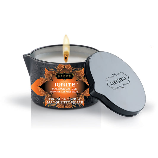 Kama Sutra Ignite Massage Candle – Skin-safe wax-free candle melting into sensual massage oil with tropical fragrance

