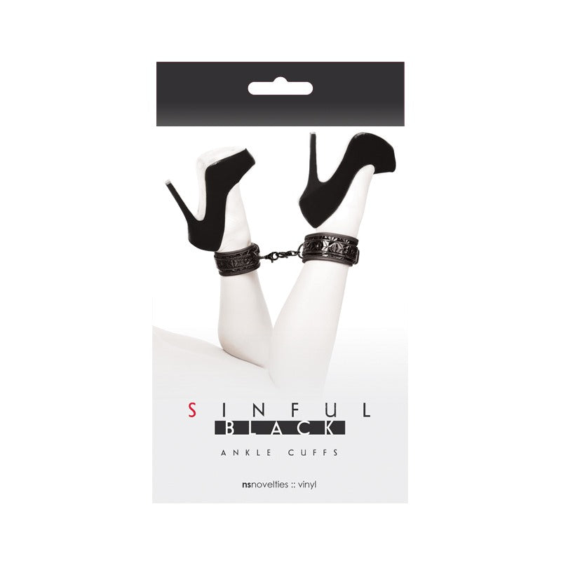 NS Novelties Sinful Ankle Cuffs in pink faux leather with soft neoprene padding