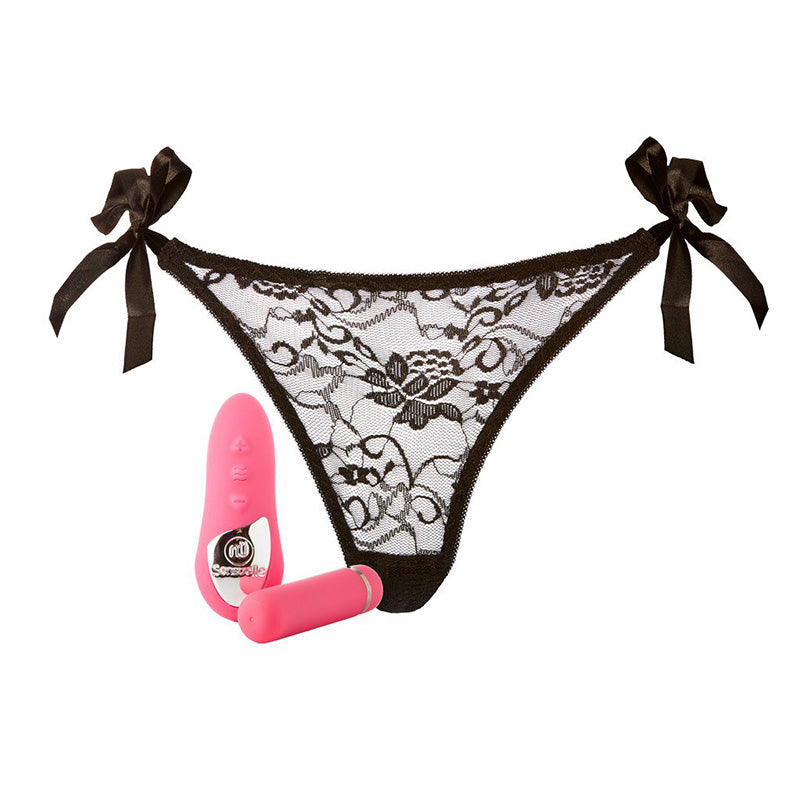  nü Sensuelle Pleasure Panty – Black lace remote vibrator with matching adjustable panties