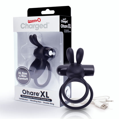 Charged Ohare XL – Rechargeable Rabbit Ring with dual rings and flexible vibrating bunny ears