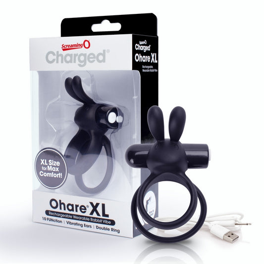 Charged Ohare XL – Rechargeable Rabbit Ring with dual rings and flexible vibrating bunny ears