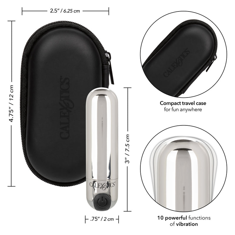 CalExotics Hideaway Bullet vibrator with sleek black travel case