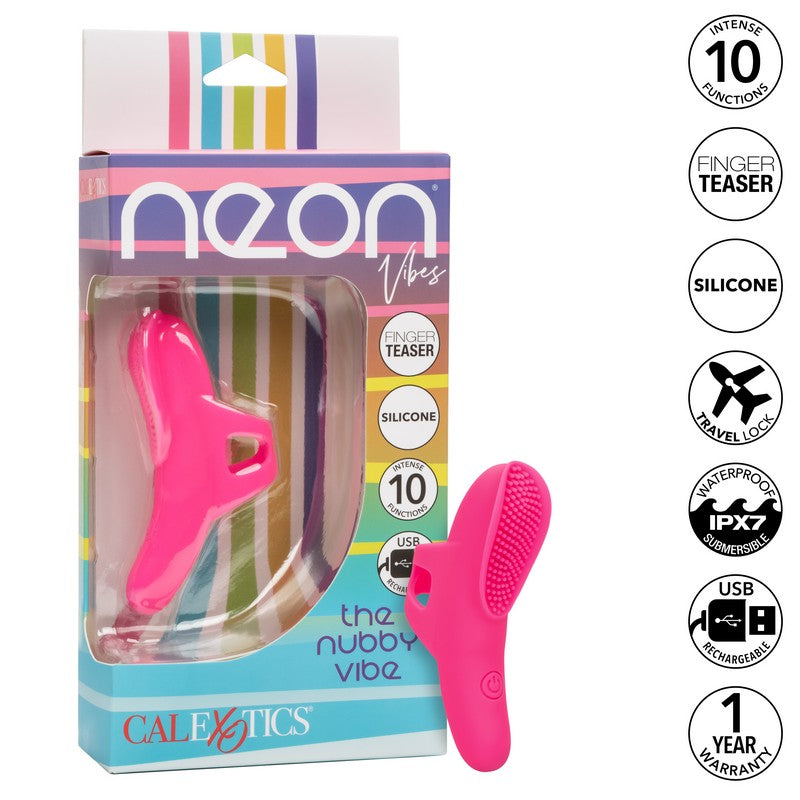 Neon Vibes Nubby Finger Vibrator – Blue with Raised Texture