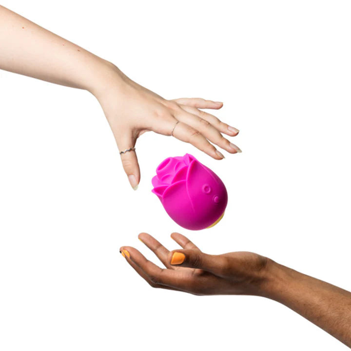 ROMP Rose stimulator with magnetic USB charger and safety instructions