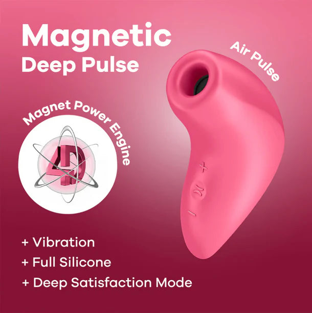 Satisfyer Magnetic Deep Pulse suction vibrator with Air Pulse technology, waterproof and USB rechargeable