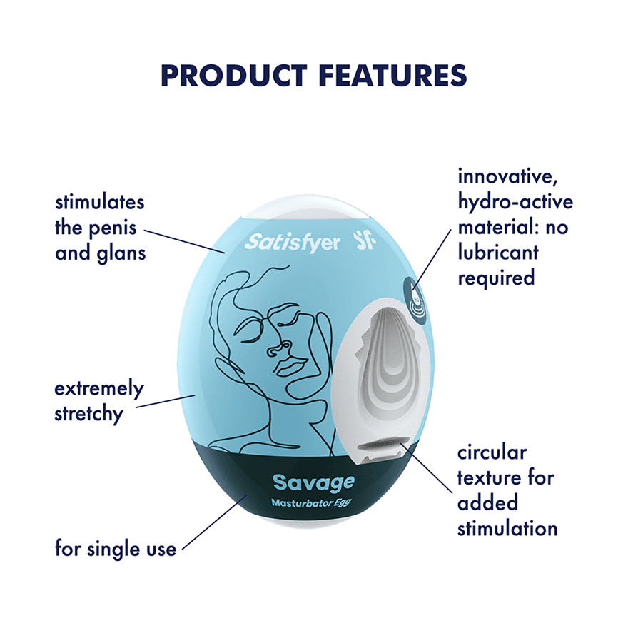 Satisfyer Masturbator Egg 3er Set (Savage) -  Light Blue