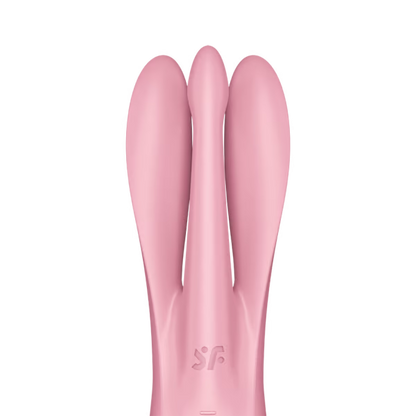 Triple-arm clitoral vibrator for labia and vulva stimulation