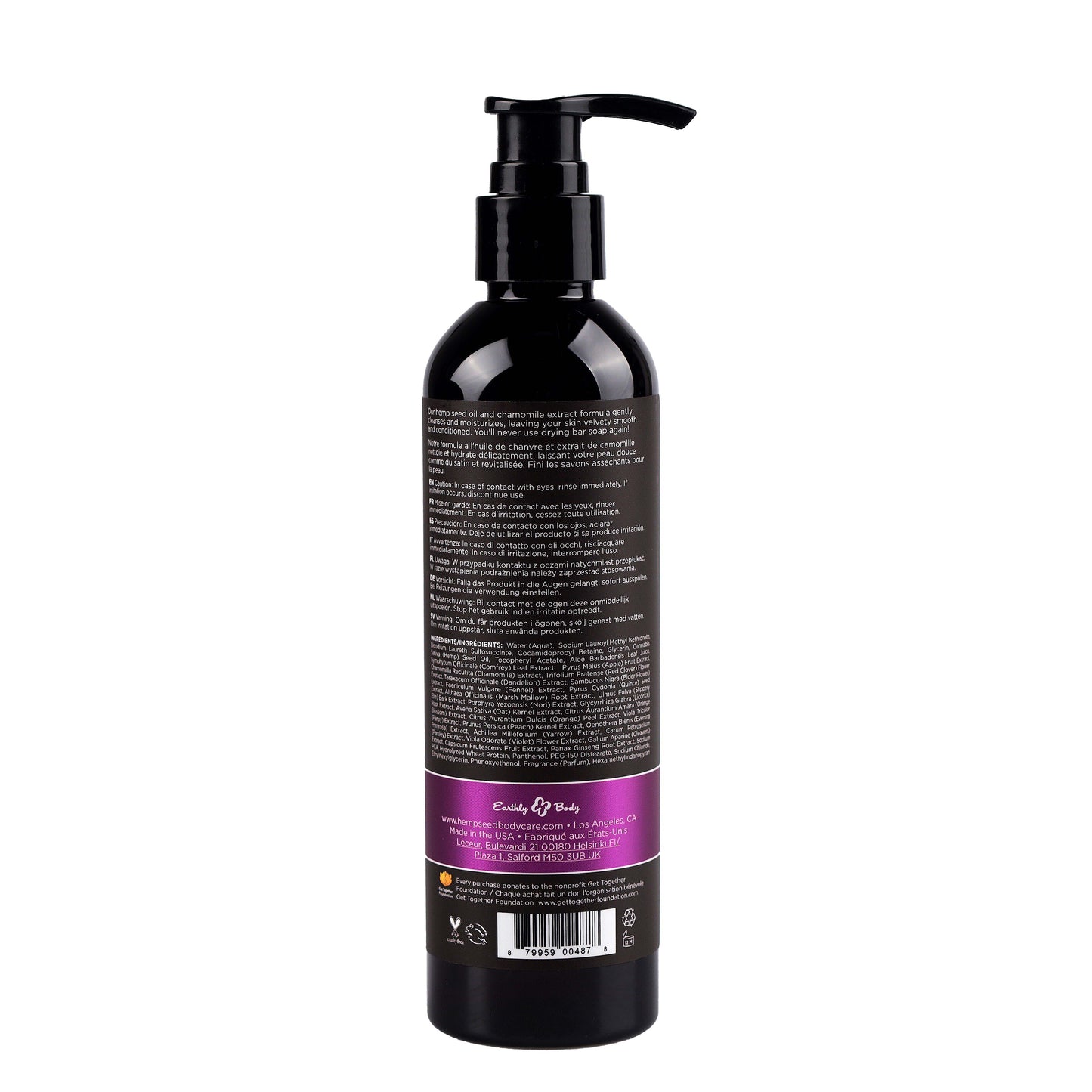 Earthly Body Hemp Seed Bath & Shower Gel Skinny Dip 8 oz / 237 ml