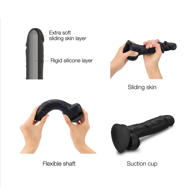 Strap On Me Sliding Skin Realistic Black Dildo – Dual Density Silicone dildo
