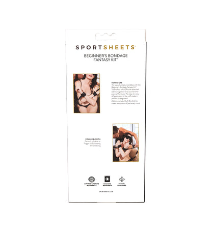 Sportsheets Beginner's Bondage Fantasy Kit with adjustable cuffs and soft blindfold – ideal for couples exploring light bondage