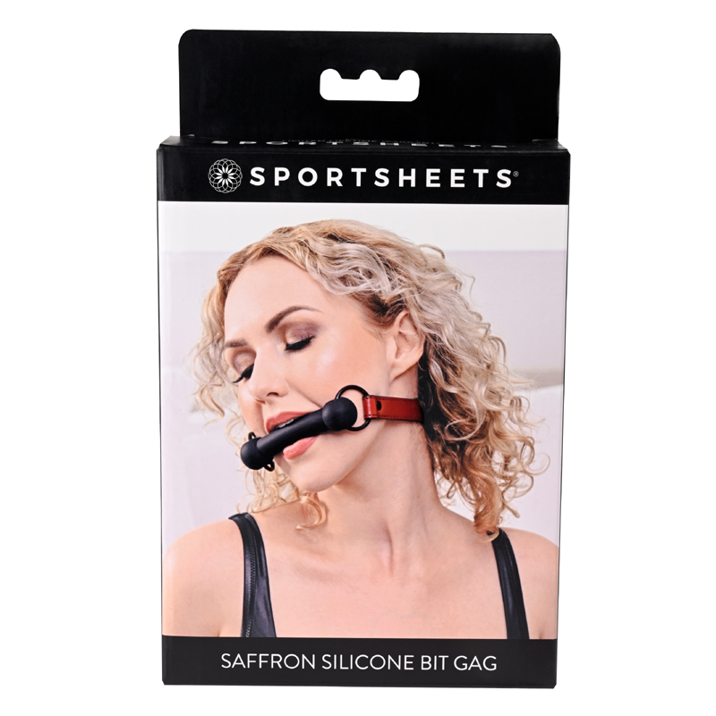 Sportsheets Saffron Silicone Bit Gag – Vegan Leather Adjustable BDSM Mouth Gag