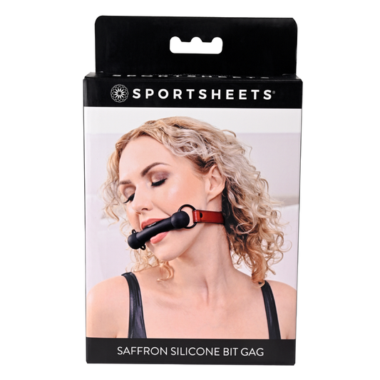 Sportsheets Saffron Silicone Bit Gag – Vegan Leather Adjustable BDSM Mouth Gag