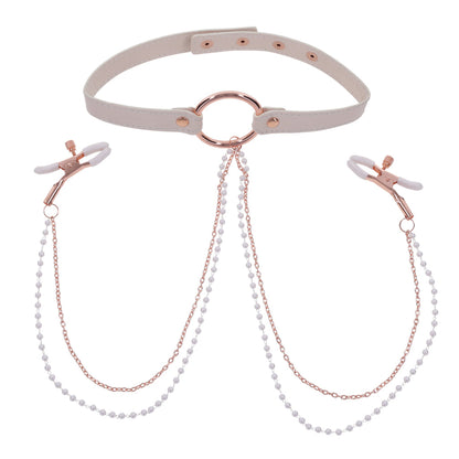 Sportsheets Peaches ‘n CreaMe Collar with Nipple Clamps