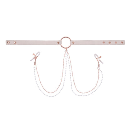 Sportsheets Peaches ‘n CreaMe Collar with Nipple Clamps