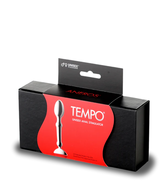 Aneros Tempo stainless steel prostate massager angled view
