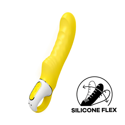 Satisfyer Yummy Sunshine – curved yellow G-spot vibrator with ribbed shaft